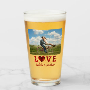 Verre Love Forever Red Heart Photo personnalisée