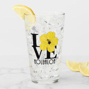 Verre LOVE Holualoa Hibiscus jaune