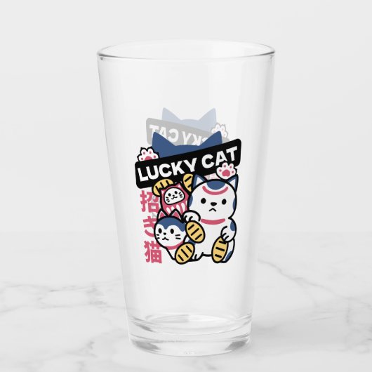 Verre Lucky Cat Maneki Neko – Japanese Fortune Cat (Devant)