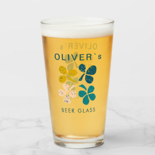 Verre Lucky Clover Shamrock St Patrick`s day Nom Bière