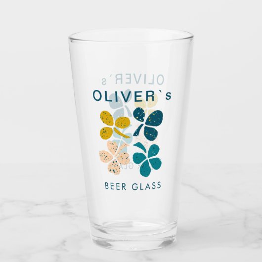 Verre Lucky Clover Shamrock St Patrick`s day Nom Bière (Devant)