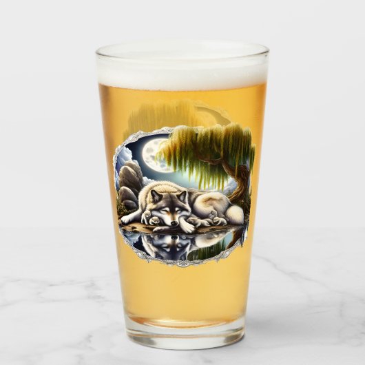 Verre Lune Sérénité Un Loup Slumpteur (Devant (rempli))