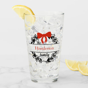 Verre Lunettes de bar Monogramme Nom de famille Rouge No
