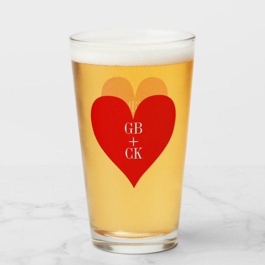 Verre Lunettes de bière à pinte Lover's Initials (Devant (rempli))