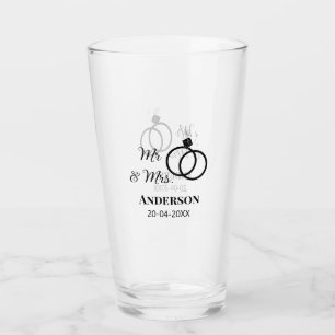 Verre M. & Mme ajouter nom de famille date année mariage