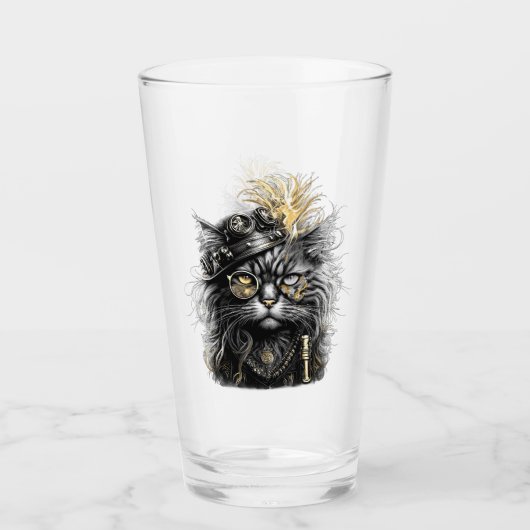 Verre Magnifique chat Steampunk  (Devant)