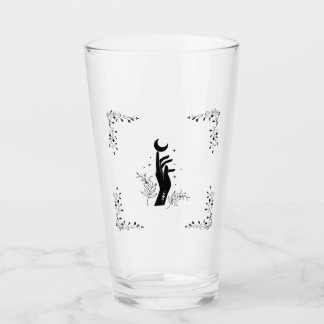Verre Main de sorcière avec la lune et la bordure de fle