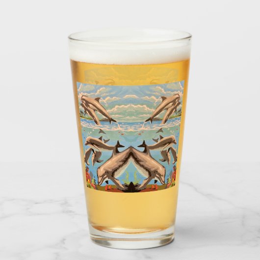 Verre Main Painted by Number | Dolphins | (Dos (rempli))