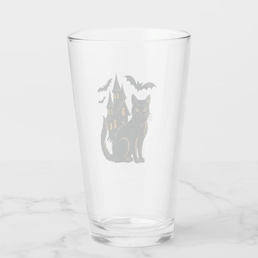 Verre Maison hantée et chat noir (Dos)