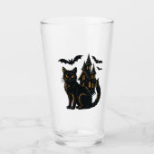 Verre Maison hantée et chat noir (Devant)
