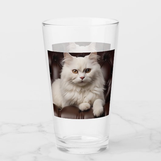 Verre Majestic white cat (Devant)