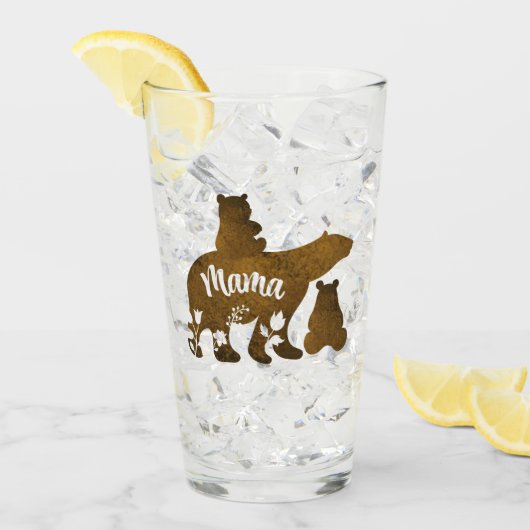 Verre Mama Bear avec 2 Cubs Maman de deux (Devant glace)