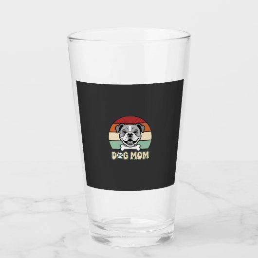 Verre Maman Chien Rétro Bulldog Vector (Devant)