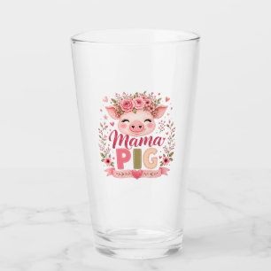 Verre Maman Cochon Floral Rose Maternité Animaux de Ferm