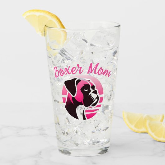 Verre Maman de Boxer en rose (Devant glace)