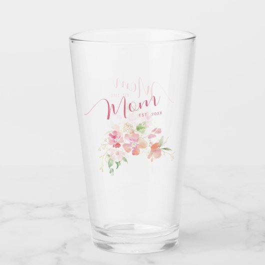 Verre Maman Etablie Rose Push Aquarelle Florale (Devant)