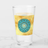 Verre Mandala bleu or sur fond or doux (Devant)