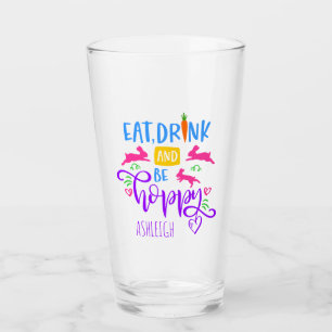 Verre Mangez Boire et Be Hoppy Bunny Vacances Pâques mod