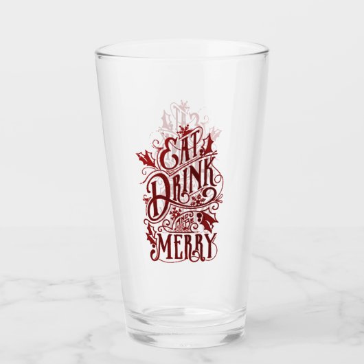 Verre Mangez Boire et Soyez Joyeux Noël Noël Fun Holiday (Devant)