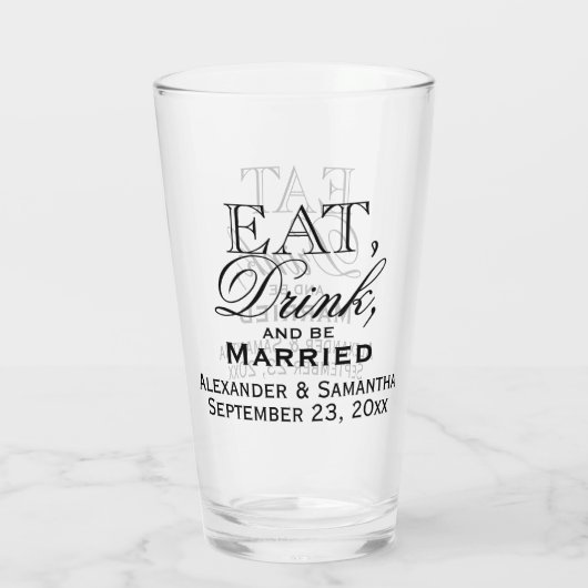 Verre Mangez, buvez, et soyez mariage fait sur commande (Dos)
