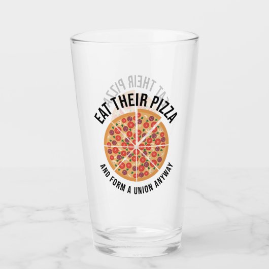 Verre Mangez Leur Pizza Et Formez Une Union De Toute Faç (Devant)