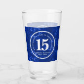 Verre Marbre Bleu Élégant 15 Anniversaire Du Travail (Dos)