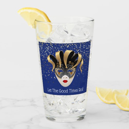 Verre Mardi Gras Glass-Let The Good Times Roll (Devant glace)
