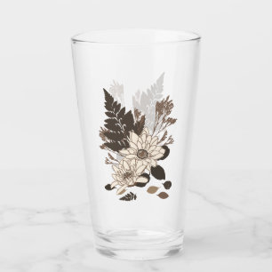 Verre Marguerites et feuilles - transparent sur crème.
