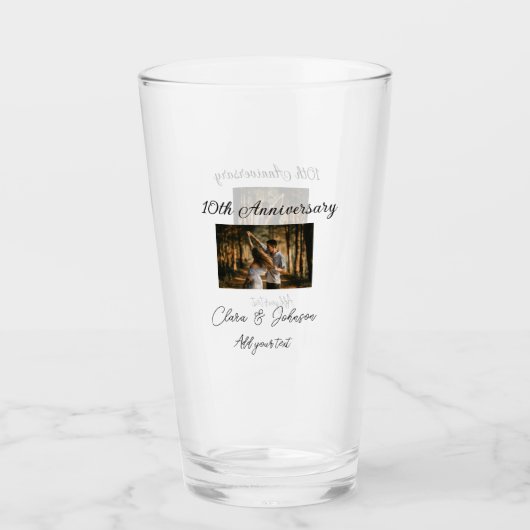 Verre Mariage Anniversaire ajouter nom année image texte (Devant)