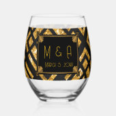 Verre Mariage Art Déco noir et or (Recto)