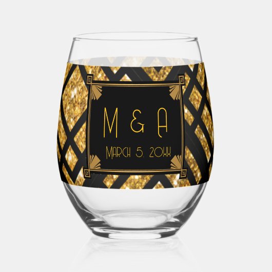 Verre Mariage Art Déco noir et or (Verso)