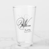 Verre Mariage Best Man Cadeau Élégant Monogramme & Nom C (Devant)