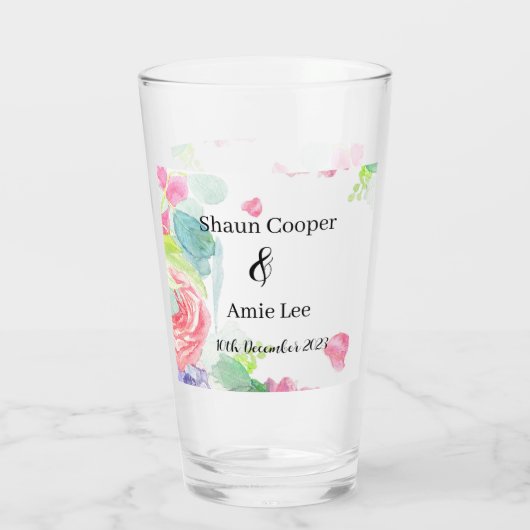 Verre Mariage Boho doux aquarelle (Dos)