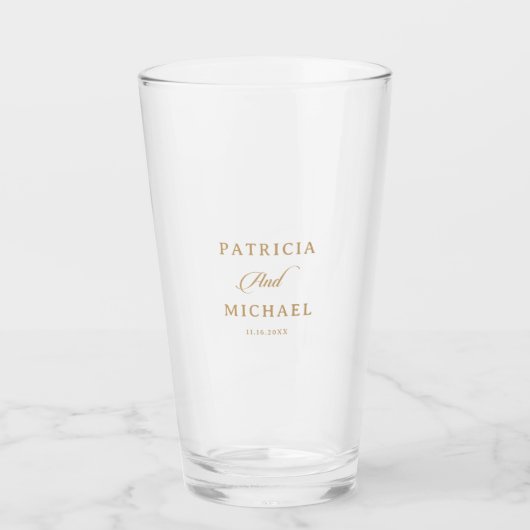 Verre Mariage calligraphié or classique (Devant)