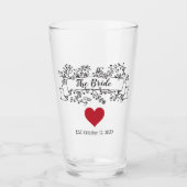 Verre Mariage de coeur de la bannière de fleurs de marié (Devant)