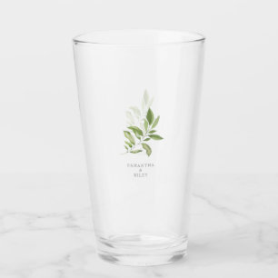 Verre Mariage de noms personnalisés de l'aquarelle pour