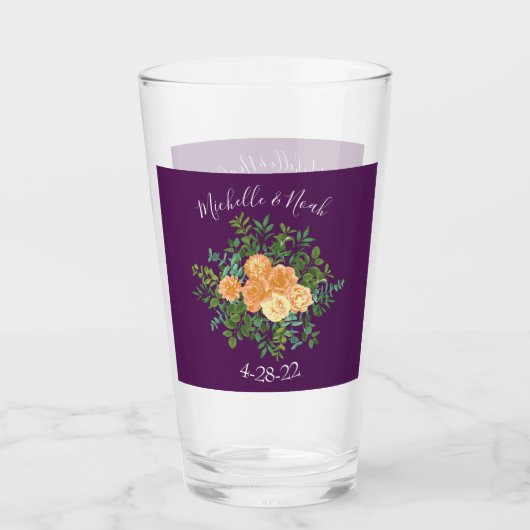 Verre Mariage de pêche violet Roses floraux (Devant)