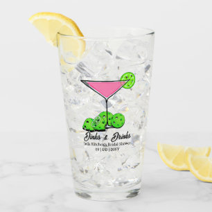 Verre Mariage de Pickleball Cocktail Rose Personnalisé