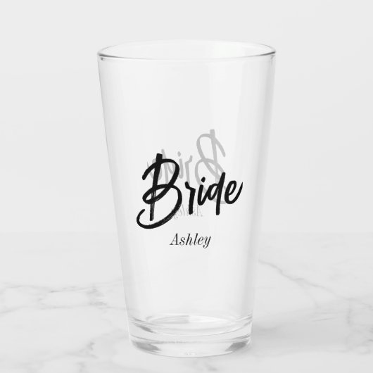Verre Mariage de script noir blanc (Dos)