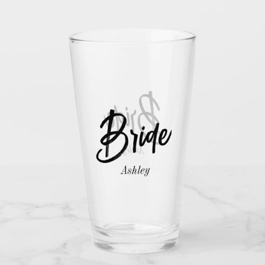 Verre Mariage de script noir blanc (Devant)