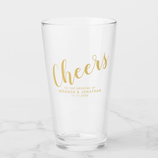 Verre mariage d'or à script moderne (Devant)
