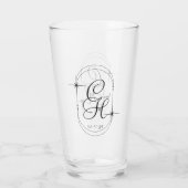 Verre Mariage Enregistrer la date Monogramme Boho Script (Dos)