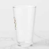 Verre Mariage Fleurs Roses Feuilles Vertes (Gauche)