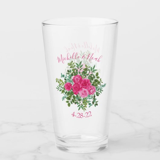 Verre Mariage floral rose vif (Devant)