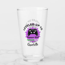 Mariage Flower Girl Levelup Gamer Fun Glass