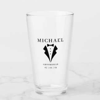 Verre Mariage GROOMSMAN Personnalisé Tuxedo Pint