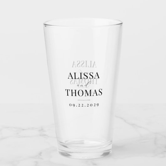 Verre Mariage moderne minimaliste noir et blanc (Devant)