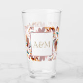 Verre Mariage/Monogramme Style Printemps Moderne Floral (Devant)