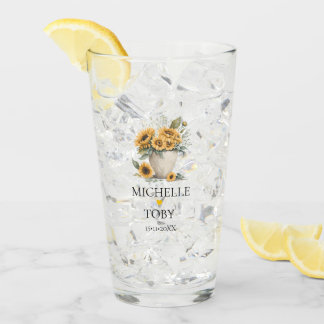 Verre Mariage personnalisé de tournesol floral nouveau m