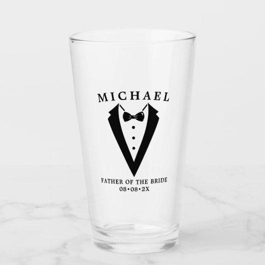 Verre Mariage Tuxedo Père Personnalisé De La Mariée (Devant)